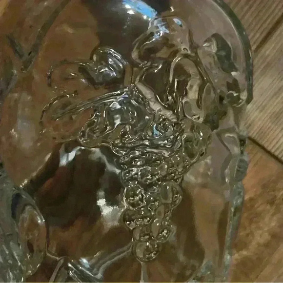 Libbey of Canada Glass Syrup Bottle Fruit Motif Cherry Pear Grape & Apple 8” - Picture 8 of 12